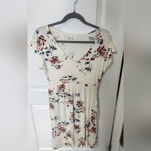 Maurices - Ivory Floral V-Neck Mini Dress Xs NWT